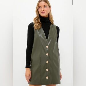 Tuckernuck Hyacinth House olive Faux Leather Pinafore mini Dress XXL